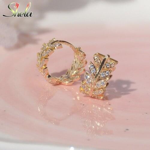 Leaves AAA Zirconia Shiny Circle Earrings For Women New Design Fashion Jewelry S925 Silver Pin High Quality Wholesale