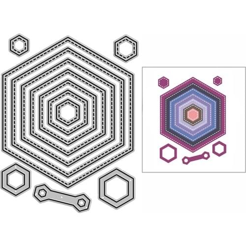 New Stitched Edge Hexagons Frame Craft Embossing Mold 2021 Metal Cutting Dies for DIY Decorative Scrapbooking Album Card Making