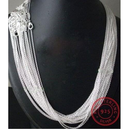 Wholesale Price 5pcs/Lot 18''45cm Simple Fashion 925 Silver 1mm Basic Chain Necklaces Women Jewelry