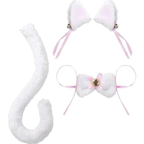 Sexy Bunny Girl Lingerie Naughty Maid Cosplay Costume Accessory Kawaii Cat Ears Hair Hoop with Bow Tie Tail Erotic Role Play Set