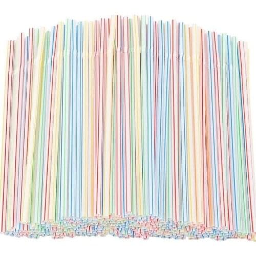 Plastic Drinking Straws 8 Inches Long Multi-colored Striped Bedable Rainbow Drinking Straws Bendy Straw Bar Accessories L3