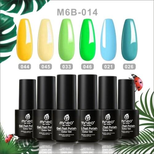 Gel Polish Semi Permanent UV Varnish Hybrid Yellow Green Blue Shades Nail Art Supplies for Professionals Manicure Lacquer 6 PCS