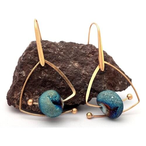Natural Stone Simple Earrings Zinc Alloy Geometric Starry Blue Earrings Fashion Jewelry Bohemian Earrings for Women