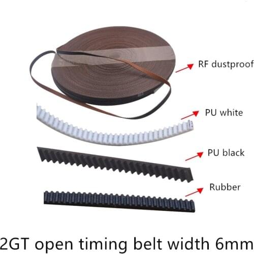 3d printer 2GT Polyurethane steel wire rubber dustproof open ended belt timing width 6mm GT2 linear motion PU