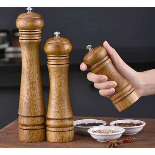 Manual Pepper Grinder 5/8/10 Inch Oak Wood Salt And Pepper Mill Multi-purpose Cruet Kitchen Tool Salt Grinder