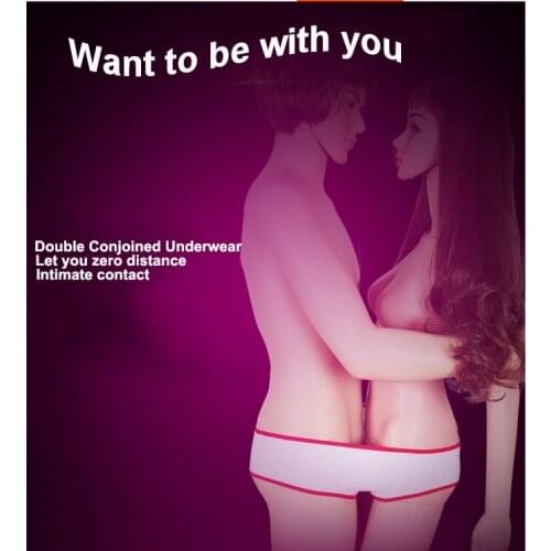 Sex Brief Unisex Double People be together Sexy Exotic lingerie Body women Underwear For Love Double Conjoined Lingerie Panties