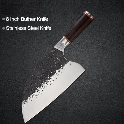Sowoll 8'' Kitchen Chopping Chef Knife Handmade Forged Knife Hiking Camp Tool Hunting Knifes Outdoor Survival Accessory