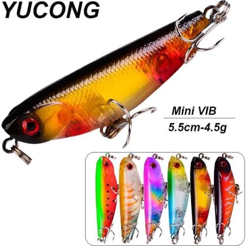 YUCONG 6Pcs/lot VIB Fishing Lures 4.5cm-4.5g Swim Wobbler Hard Baits Sea Fishing Bass Diving Swivel Baits Lipless Vibration Bait