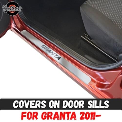 Guard covers on door sills for Lada Granta Sedan / Liftback 2011-2017 Stainless steel accessories protection interior molding