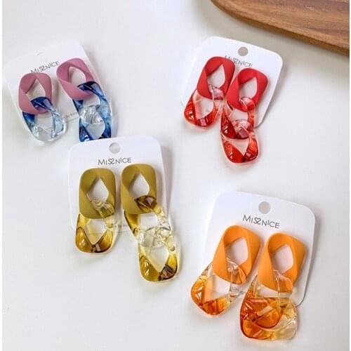 Korean Resin Chain Tassel Long Earrings Women Personality Asymmetric Acrylic Dangle All-match Fashion Summer Dress Earring