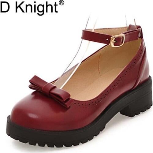 Sweet Bow Ankle Strap Women Loafers Ladies Casual Flat Oxford Shoes England Style Flats Oxfords For Women Plus Size 34-43 Black