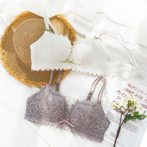 Roseheart Women Fashion Red Purple Sexy Lingerie Bras Wireless Lace Bow Bras Panties Luxury Bra Sets Women Underwear A B