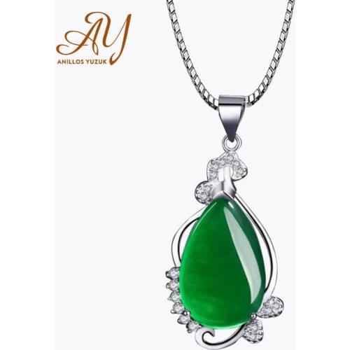 Anillos Yuzuk Green Red Gemstone Pendant Necklace Genuine 925 Sterling Silver Necklace For Women Anniversary Gift Fine Jewelry