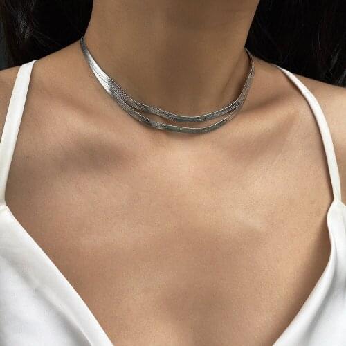 Boho 2020 New Multilevel Gold Silver Color Double Snake Chain Simple Necklaces For Women Vintage Fashion Necklace Jewelry Giftt