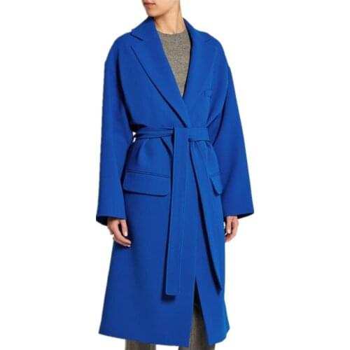 Women Winter cashmere Coat Vintage Elegant OL Fashion Outwear Long woolen Coat Women