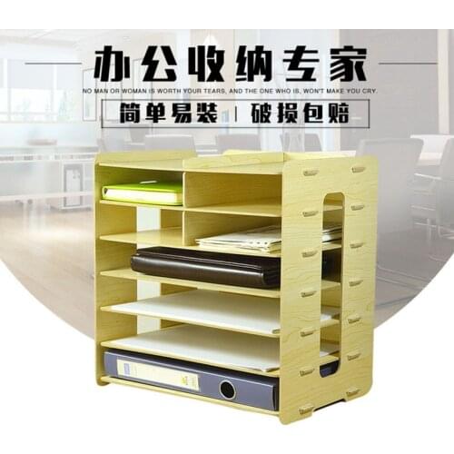 1pcs Office Desktop A4 Document Rack Book Magazine Rack Wooden Multilayer Folder Wood Information Rack