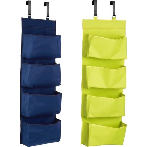 1pcs 4-Tier Wall Mounted Hanging Bag No Hook Housewares Over Door Hanging Organiser Storage Pockets Wardrobe Bathroom Unit