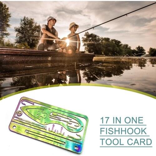 17 in 1 Stainless Steel Fishhook Card Model Outdoor Camp Hunting Supplies