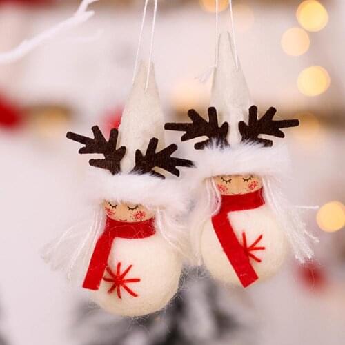 2020 2Pcs Christmas Deer Horn Angel Girl Xmas Tree Hanging Ornaments Home Party Decor christmas decoration рождество