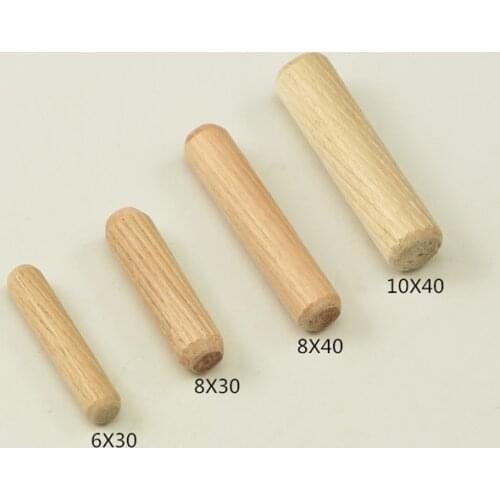 4pcs/lot 6x30 8x40mm Wooden Dowel Cabinet Drawer Round Fluted Wood Craft Dowel Pins Rods Set Furniture Fitting wooden dowel pin