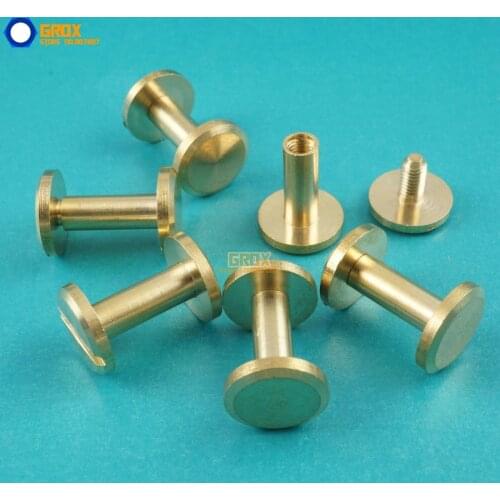 50 Set 10*11mm Solid Brass Rivet Chicago Screw for Leather Craft Belt Wallet / Flat