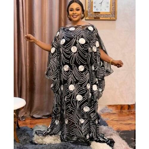 Abaya Fabric Classic Design African Clothes Nigeria Dashiki Womens Fashion Net Cloth Lace Robe Free Size Loose Long Dress