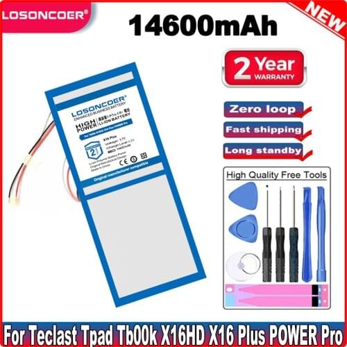 LOSONCOER 14600mAh Battery For Teclast Tpad Tb00k X16HD X16 Plus POWER Pro Tablet PC Batteries