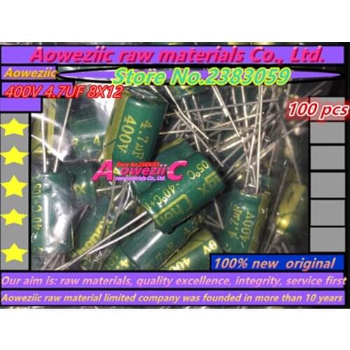 Aoweziic 100 PCS 400V 4.7UF 8X12 high frequency low resistance electrolytic capacitor 4.7UF 400V 8X12
