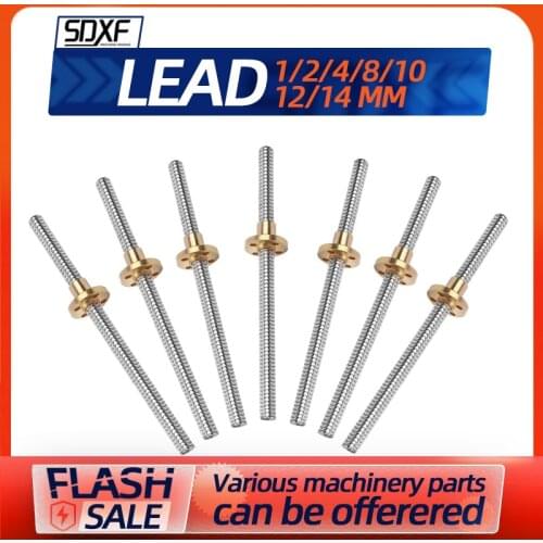 One piece, T-shaped screw, T8 screw，100-1200mm, stepper motor screw, 3D printer screw, trapezoidal screw, sliding table screw