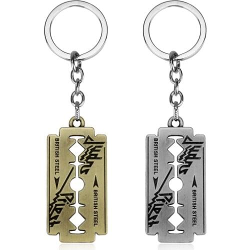 Rock Band Judas Bronze Silver Color Priest Razor Blade Keychains Fashion Hot Metal Keyring Car Key Chain Pendant Men Jewelry