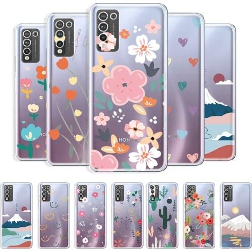For Huawei Honor 10X Lite Case Transparent Case For Honor 10X Lite Clear Protective Cover For Honor 10X Lite Flower Phone Shell