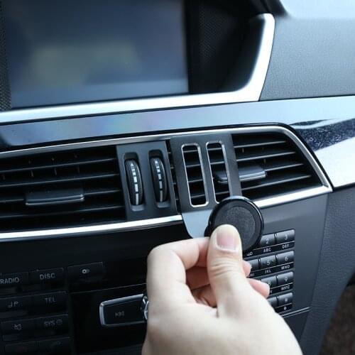 For Mercedes Benz C Class W204 C180 C200 2008-2013 Aluminum Alloy Car Center Air Vent Mobile Phone Holder Accessories