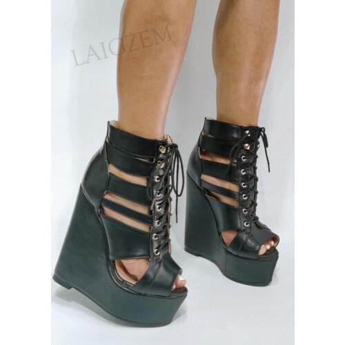 DOBANER Women Sandals Platform Wedges High Heels Pumps Height Increase Shoes Woman Fauen Sandals Unisex Large Size 43 45 47 52