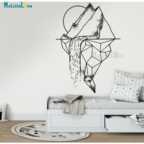 Gemetric Waterfall Mountain Decor Abstract Adventure Kids Room Nursery Playroom Decal Removable Vinyl Wall Sticker Mural BD457