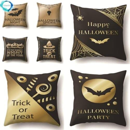 Halloween Decor Pumpkin Ghost Print Pillow Cover Polyester Pillowcase Sofa Cushion Cover Home Decorative 45X45CM Fundas De Cojin