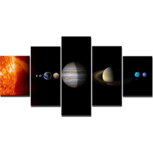 HD Printed 5 Piece Canvas Art Solar System Space Fantasy Planet Modern Canvas Painting Wall Pictures for Living Room ny-7456C