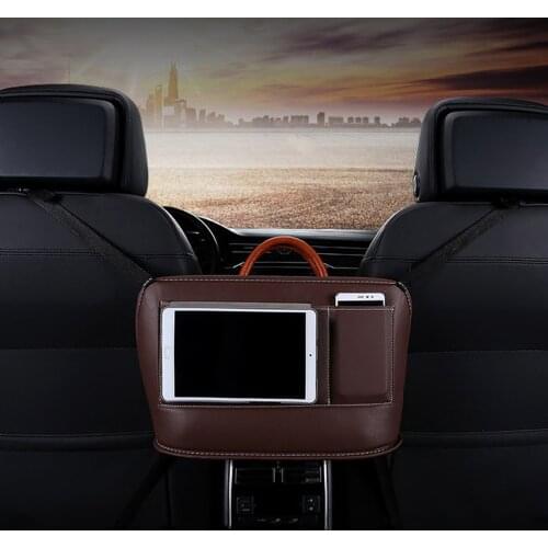 Leather Back Seat Storage Bag Car Organizer Simple Safe-driving Double-opening Pets Barrier Pouch Stowing Tidying Chair Back Bag