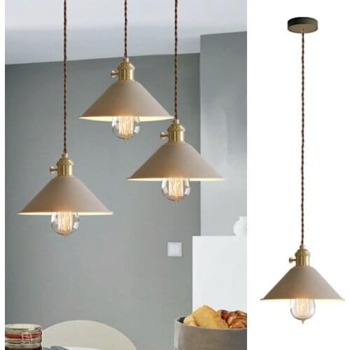 Kitchen Island Pendant Light Khaki Metal Lighting Fixtures Bar Pendant Lamps Bedroom Lights Office Modern LED Ceiling Lamp