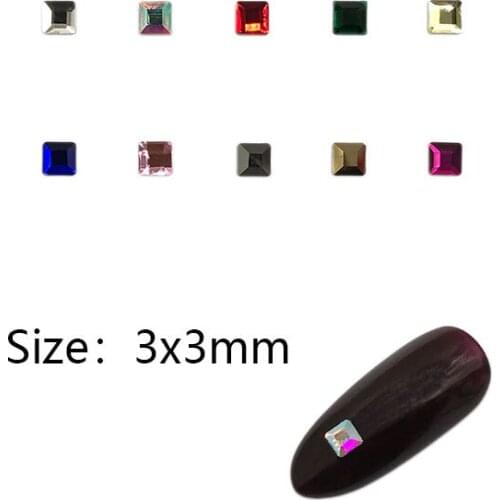 30pcs Nail Art Rhinestone 3x3mm Square Flatback Crystal Stones DIY Decorations Manicure Diamond For Nail Rhinestone