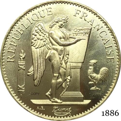 France Third Republic Francaise 1886 A 100 Francs Liberte EGALITE FRATERNITE Gold Coins Brass Metal Copy Coin