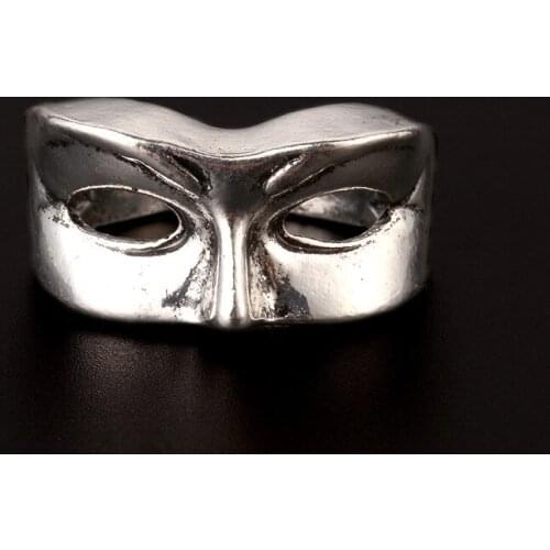Personality Clown Mask Rings for Men Women Punk Style Finger Ring Adjustable Opening Silver Color Cool Rings Party Jewelry