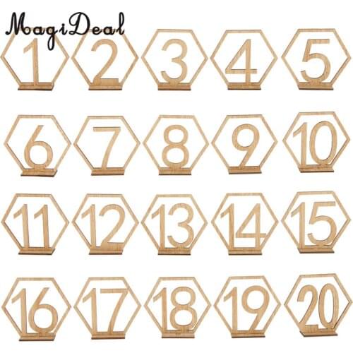 MagiDeal Wooden Freestanding 1-20 Table Number Sign Stand Wedding Table Decoration