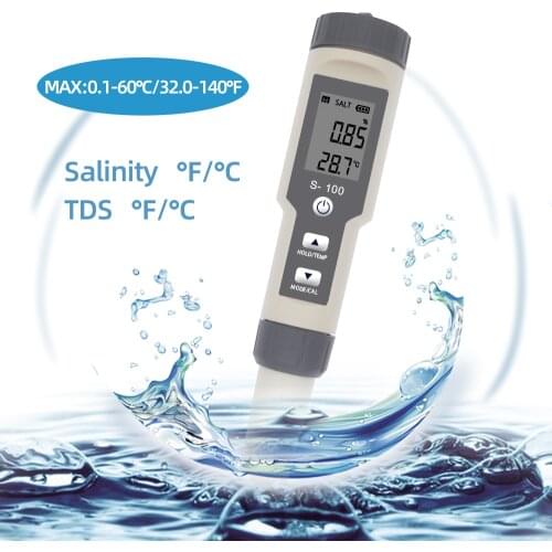 S-100 Salinometer Waterproof Salt Meter Digital Display Portable Salt TDS Tester Pool SPA Salinity Tester 40%off