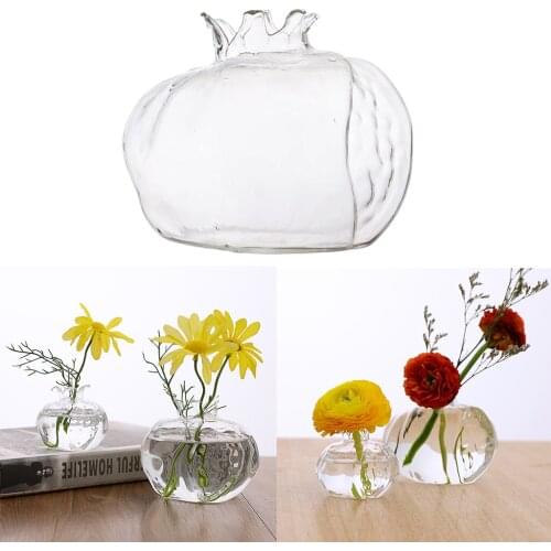 Mini pomegranate Transparent Glass Flower Vase Decoration Home Wedding Decor
