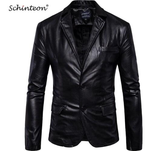 M-5XL Men PU Leather Jacket business Suit Male Motorcycle Biker Jackets Autumn Outwear Blazer