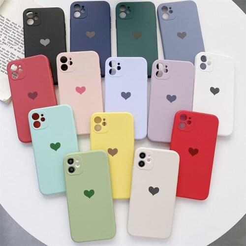 Lovebay Candy Color Love Heart Soft Silicon Lens Protected Phone Case For iPhone 11 12 Pro Max X XS XR Mini 7 8 6 Plus SE 2020