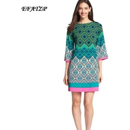 New 2015 Designer Brand Dress Womens Fancy Geometric Printed Stretch Jersey Silk Plus Size XXL Dress