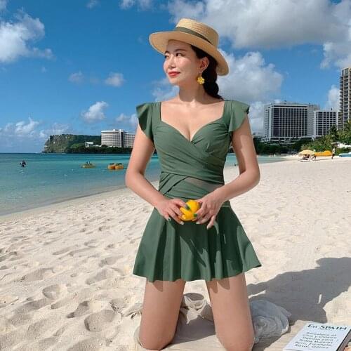 2020 new one-piece swimsuit women sexy Korean mesh conservative hot spring swimsuit