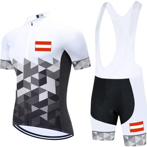 National Team AUSTRIA Cycling Clothing 2021 Mens Summer Quick Dry Cycling Jersey Set Short Pants Set 20D Ciclismo MTB Bike
