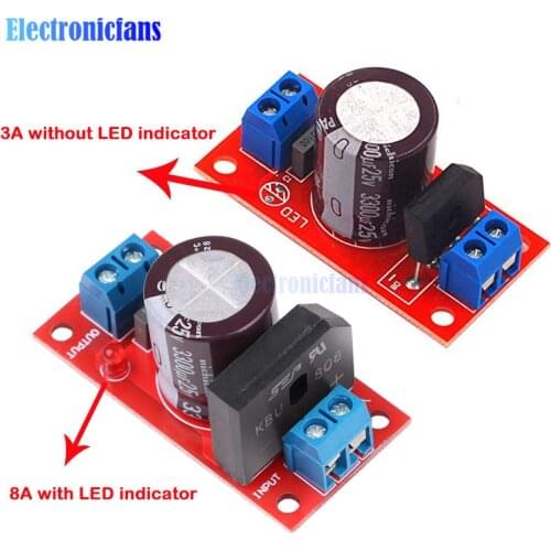 Rectifier Filter Power Board 3A Rectifier Power Amplifier 8A with Red LED Indicator AC Single Power to DC Single Source Board